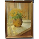 A Good 20th Century Oil on Board Depicting a Still Life of Daisy's.
