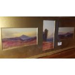 A Framed Trio of Miniature Oils on Board of Country Landscapes.