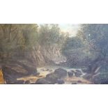 A Large 19th Century Oil on Canvas of a River Scene; unframed.