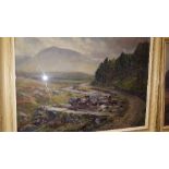 A Pair of Oils on Canvas by Alfred J Hewins (19th/20th Century) Highland Views; both signed each