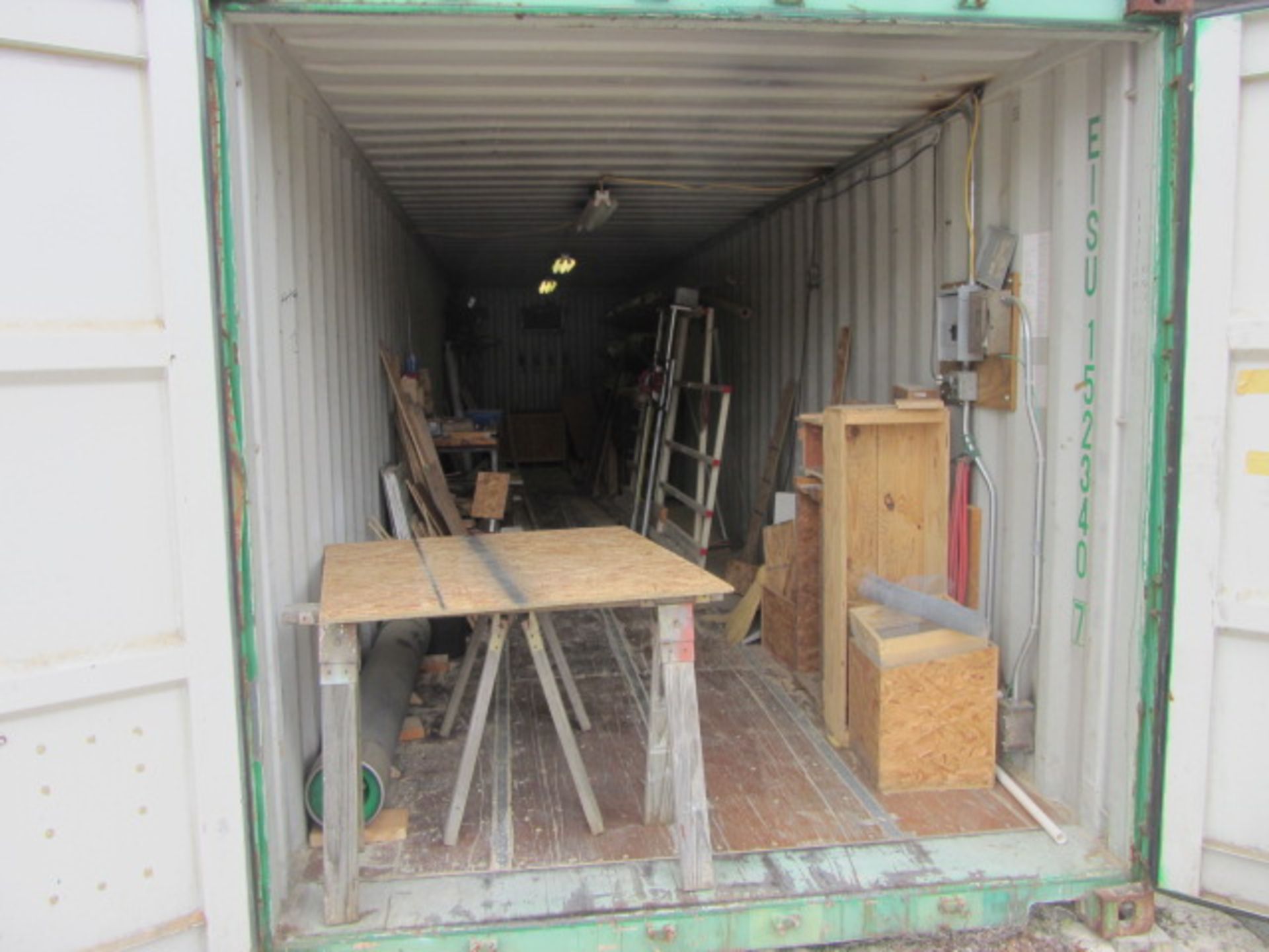 8' x 40' Storage Container converted into Woodshop with Electricity, Racking & Filtration