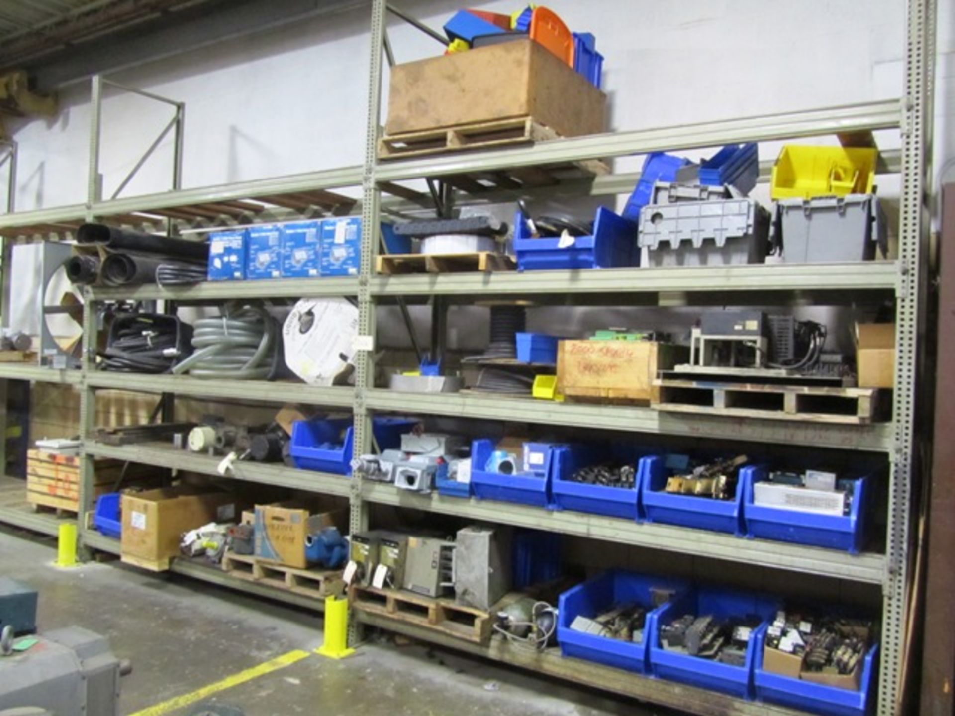 Contents of Rack consisting of Motors, Transformers, Hose Switches, Etc.