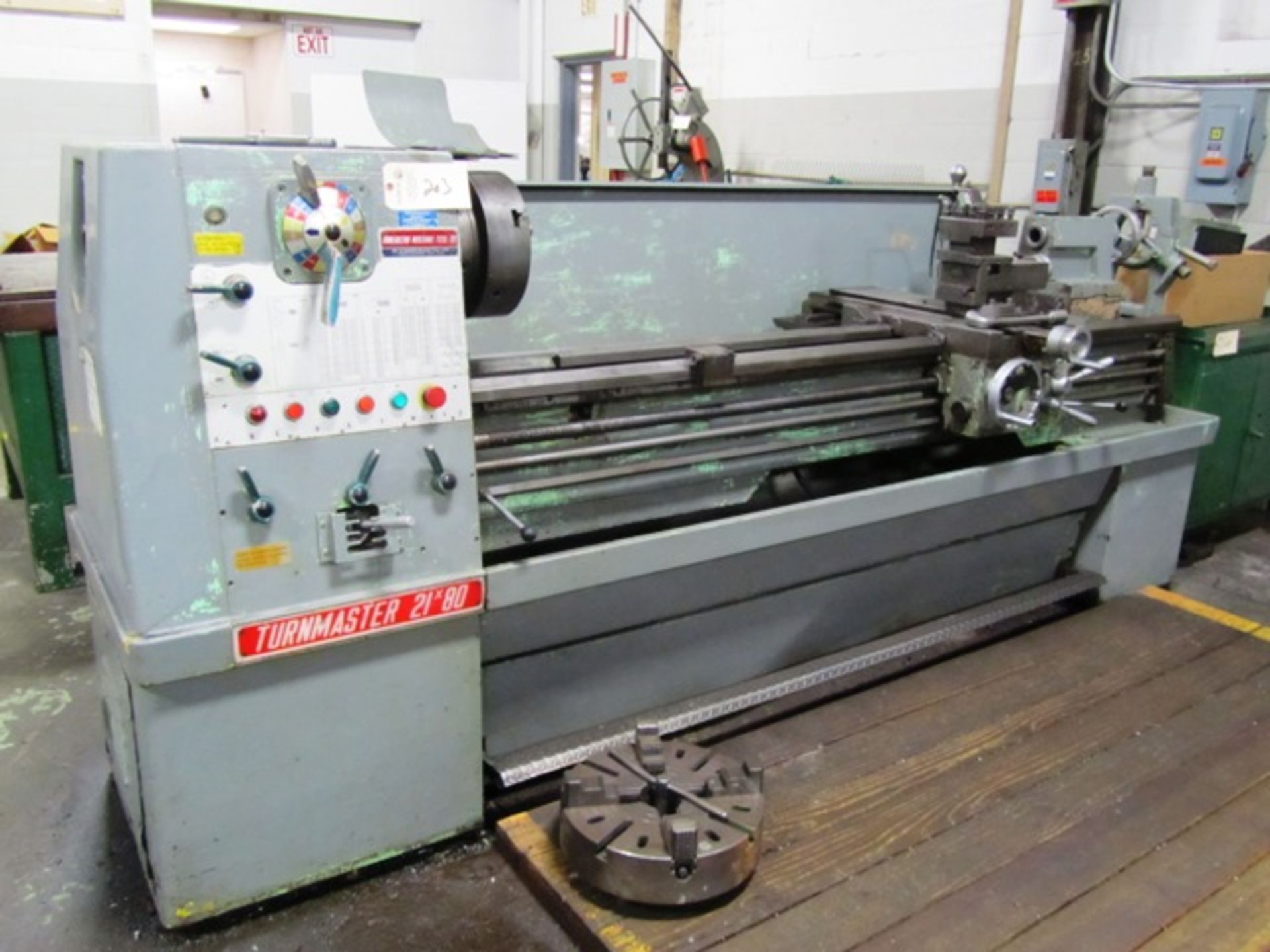 Turnmaster 21'' x 80'' Gap Bed Engine Lathe with 4-Jaw Chuck, Tail Stock, Taper Attachment, Inch &