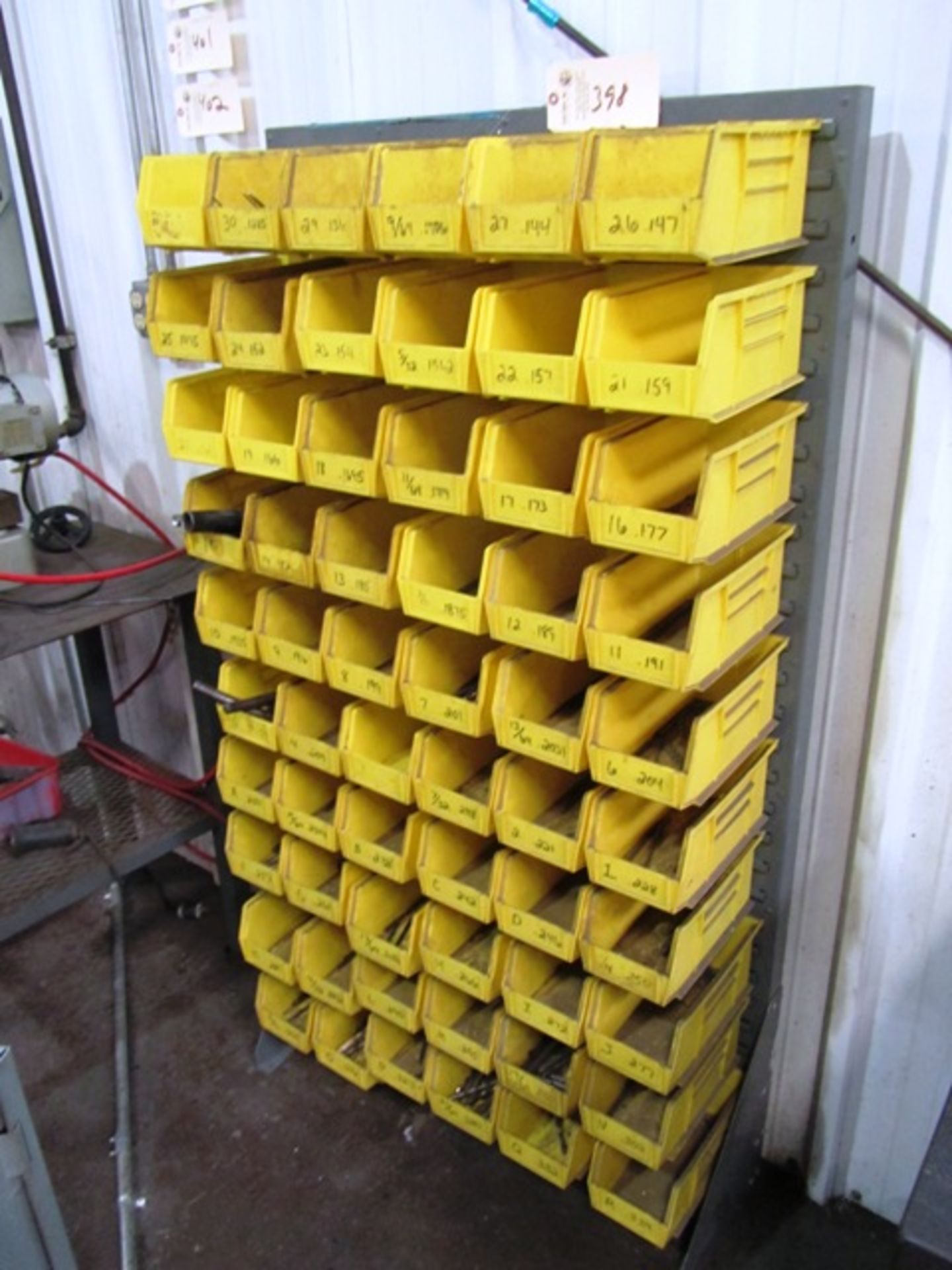 Rack with Yellow Parts Bins