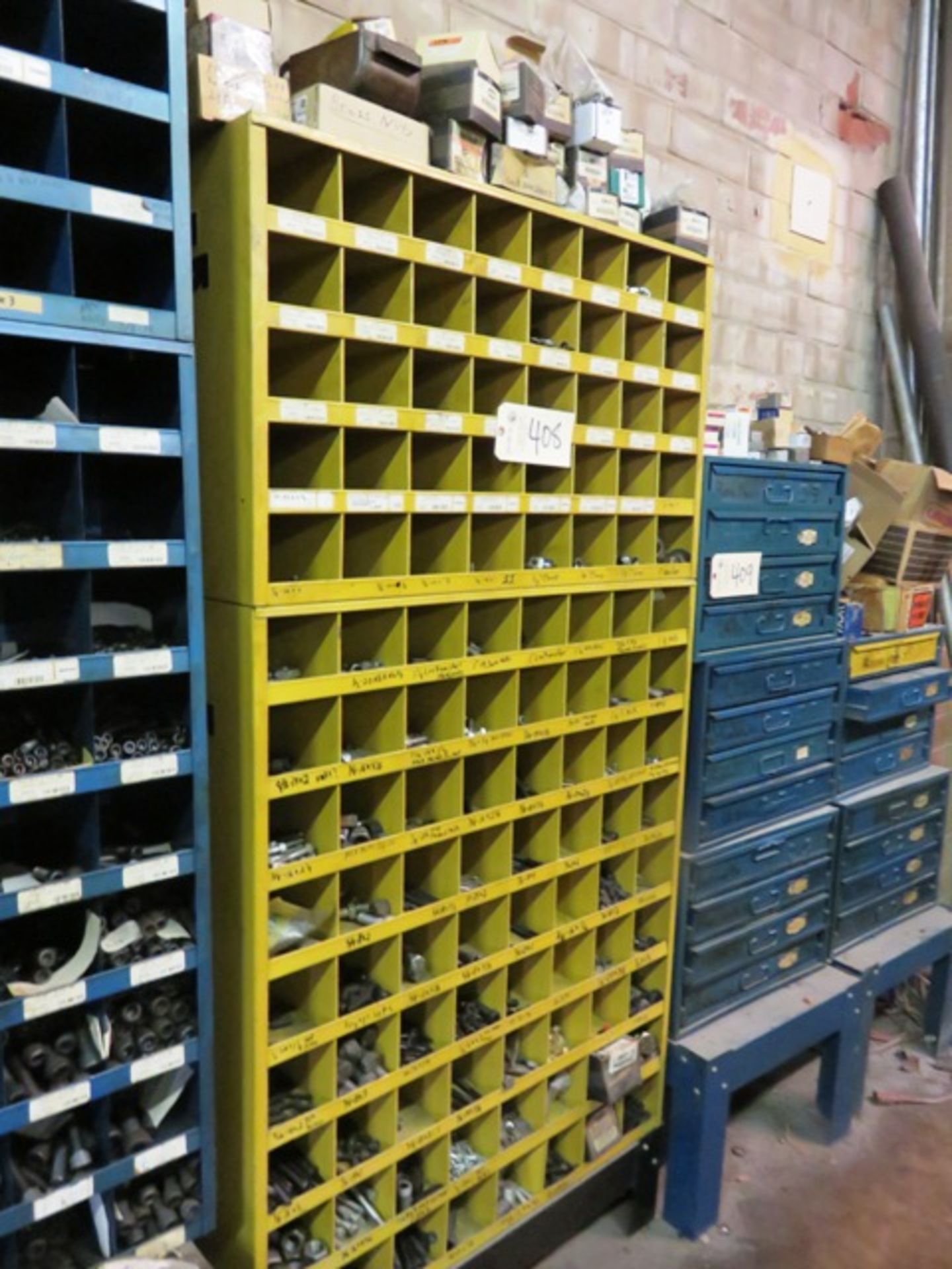 Yellow Parts Bin System & Contents - Nuts, Bolts