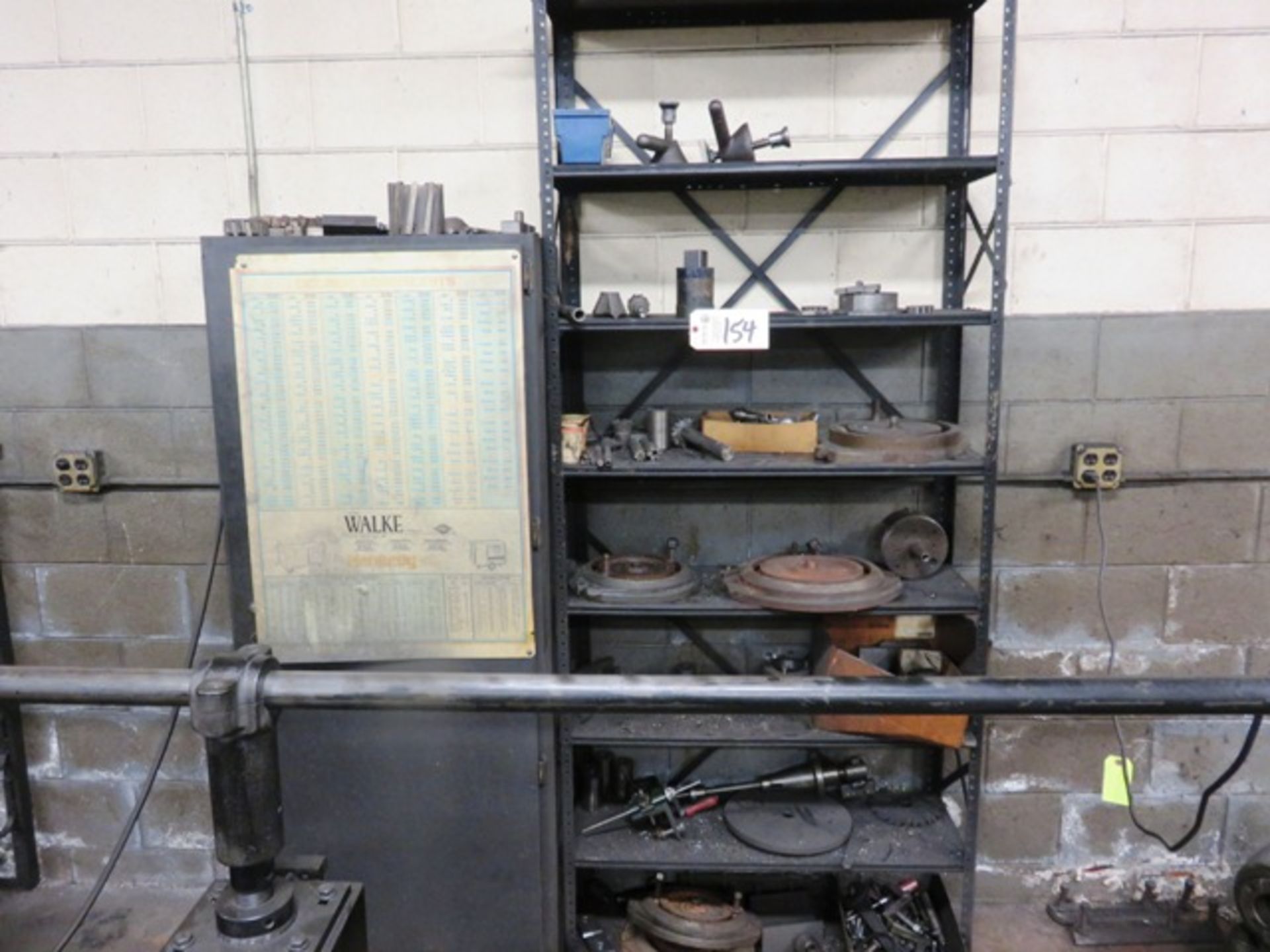 Cabinet & Rack with Contents - Mill Tooling, Vise Swivel Bases