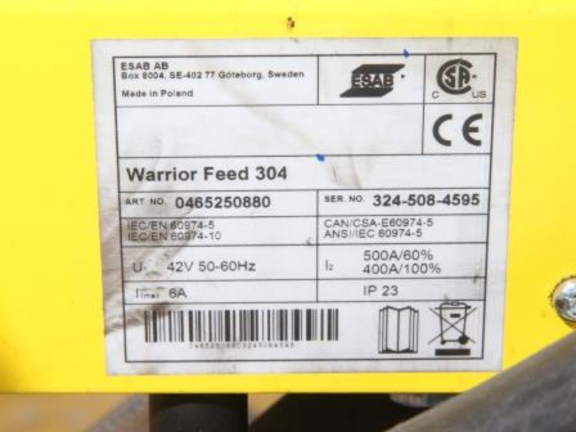 ESAB Warrior 400i CC/CV Weld Set Complete With Warrior Feed 304 - Image 5 of 6
