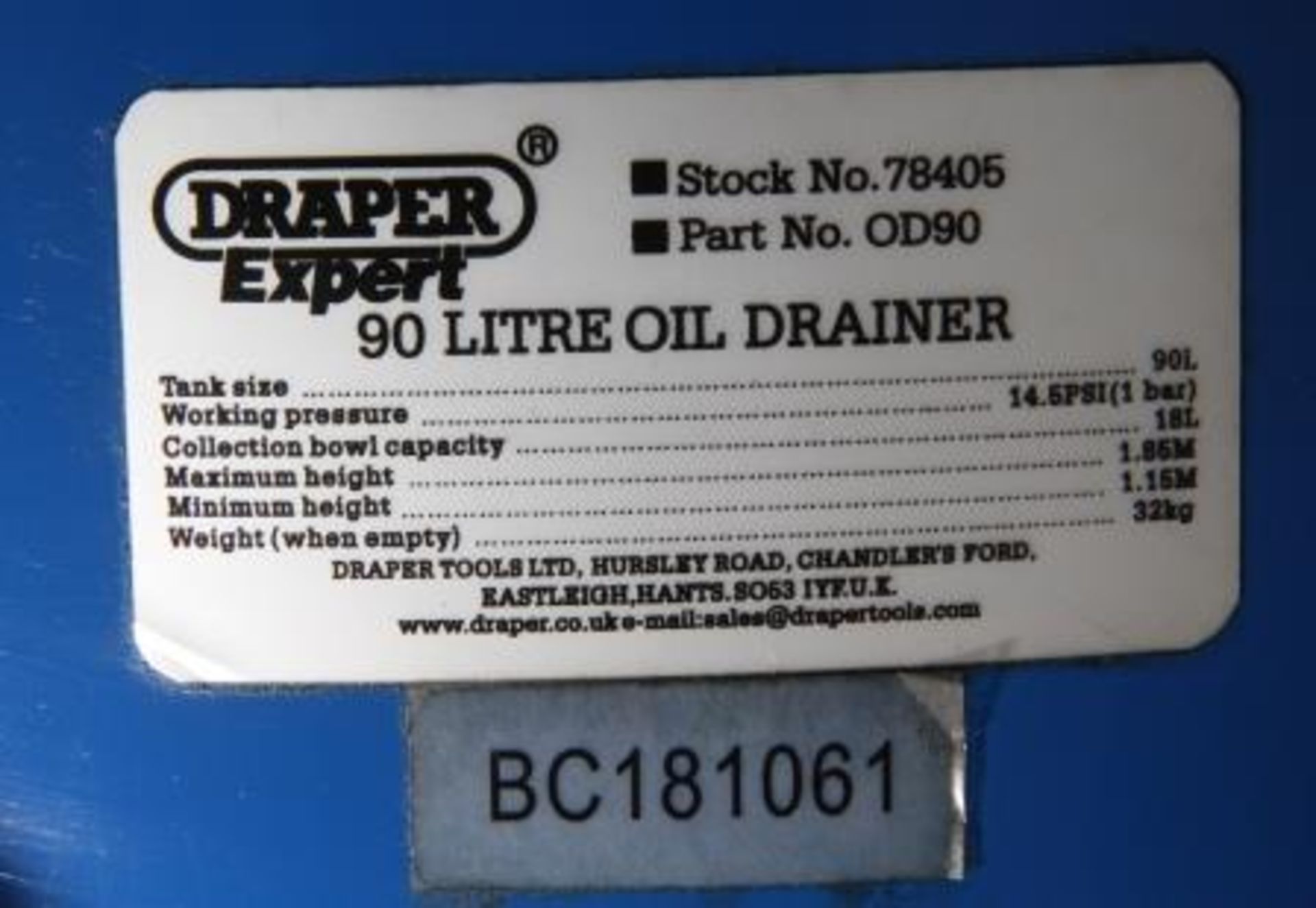 Draper Expert 90 Litre Oil Drainer - Image 2 of 2