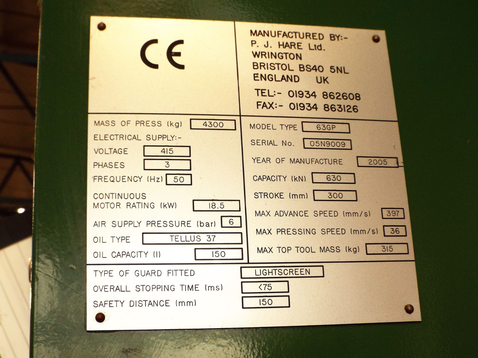 P.J. Hare C Frame Hydraulic Press. - Image 5 of 16