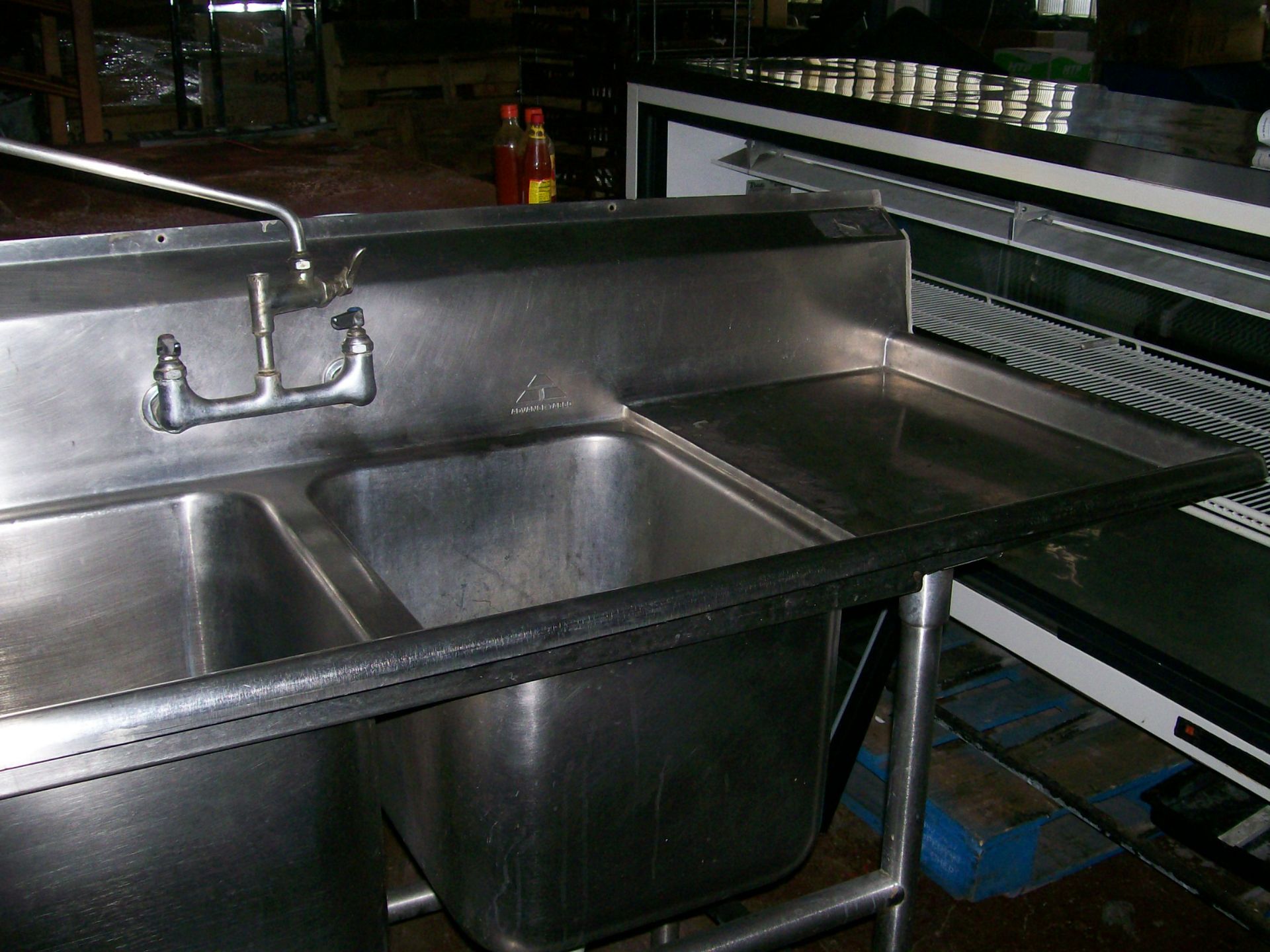 4-COMPARTMENT STAINLESS STEEL SINK W/2 FAUCETS & DRAINBOARDS, 110" - Image 2 of 4