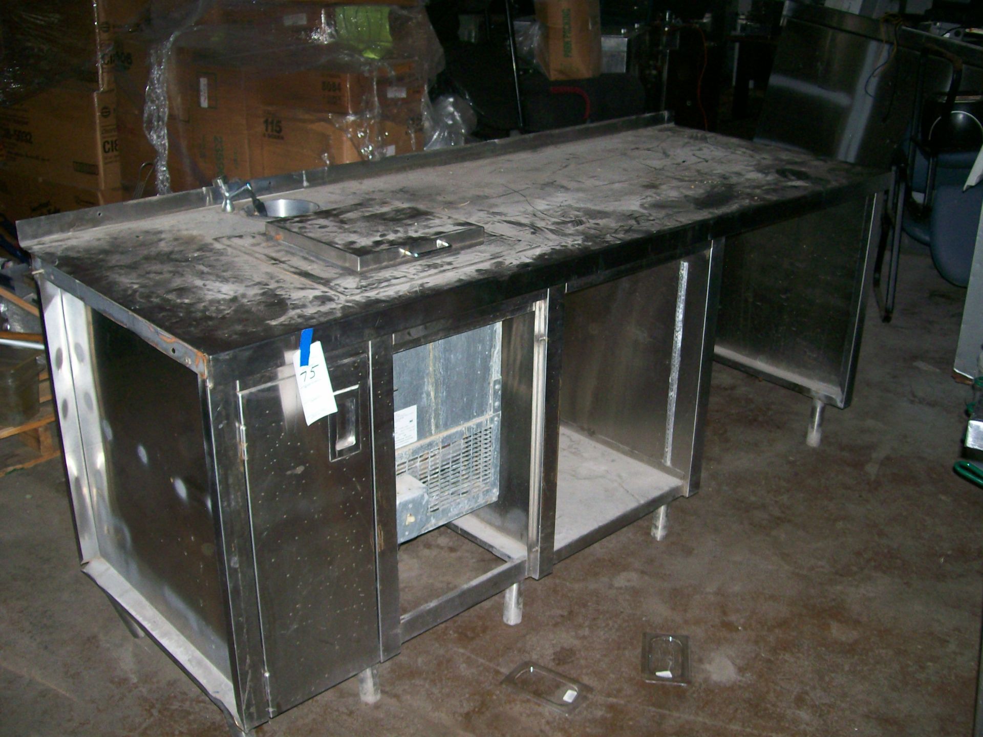 CUSTOM WORK TABLE W/ICE CREAM FREEZER & DIP WELL (WORKS)