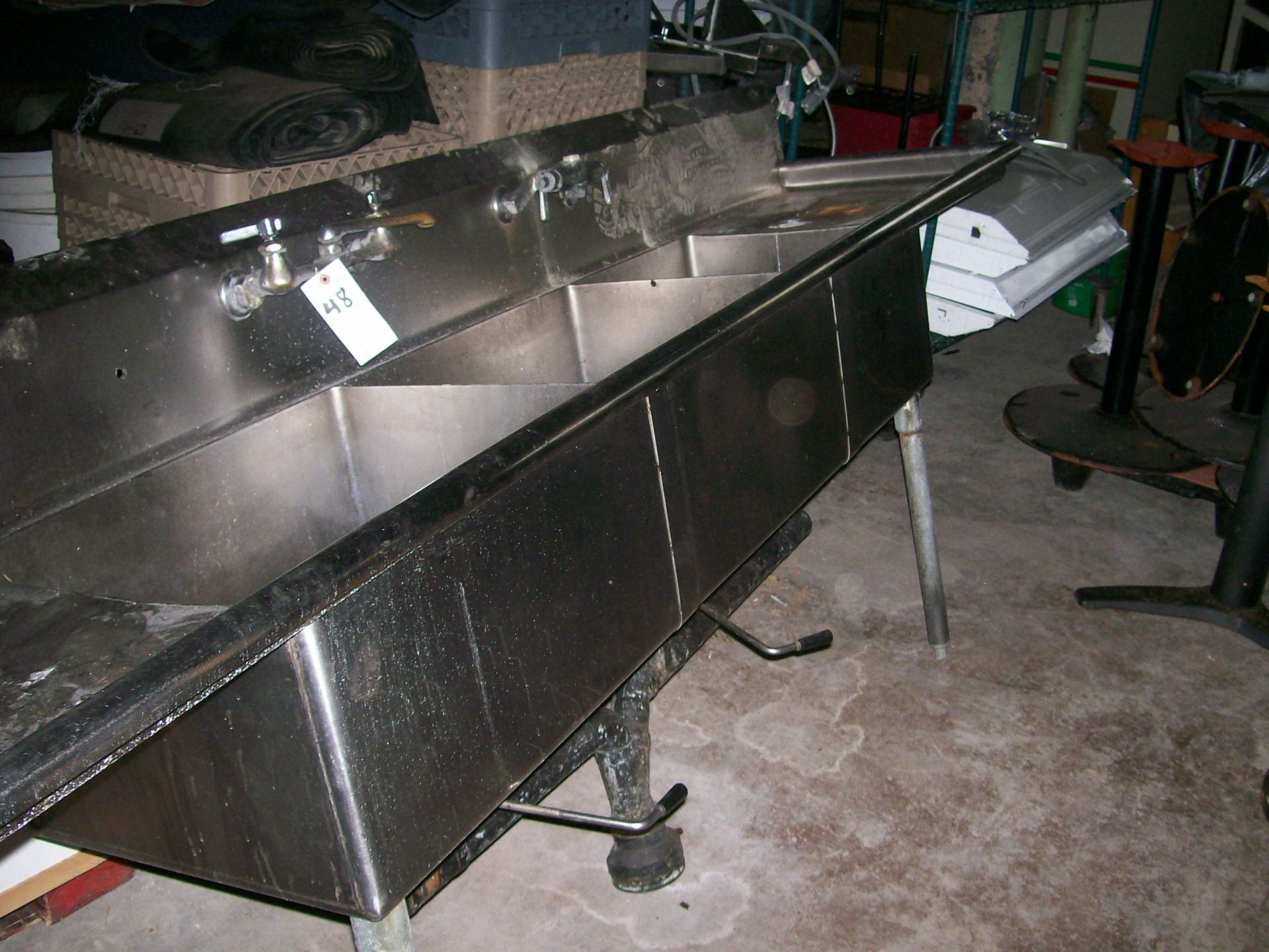 3-COMPARTMENT SINK W/SPRAYER & 2 FAUCETS) 115" - Image 3 of 3