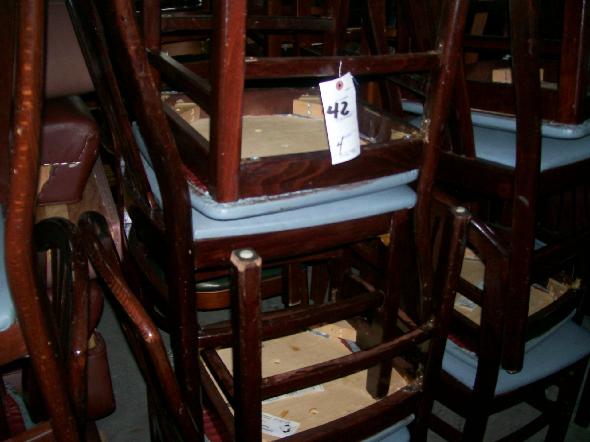 WOOD CHAIRS W/CUSHION QTY 4