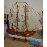 A wooden ship model