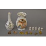 Royal Doulton Winter vase together with matching thimbles and a Spode vase together with 7 Wade