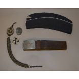 German WWII Luftwaffe lanyard together with a Luftwaffe side cap,