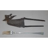 Hallmarked Silver pickle fork together with an interesting 19th century cutting tool in the form of