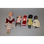 Mixed group of dolls, height of tallest 51 cm.