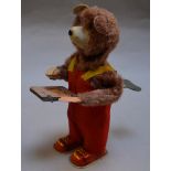 Cubby The Reading Bear, Vintage Alps Tinplate/ clockwork bear.