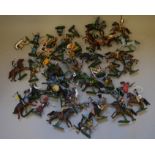 Quantity of Britains plastic figures, includes soldiers and Western figures. E.