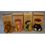 Four Steiff teddy bears: Year 2000, golden brown/dusky pink, height 32 cm; Germany 1998 Fischer,
