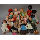 Good quantity of assorted vintage dolls.