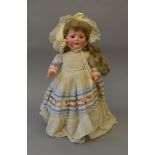 Burggrub (Germany) bisque head doll, impressed '169 Special 12', with sleeping brown eyes,