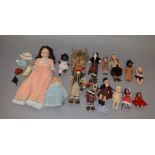 13 x assorted dolls, including celluloid and dolls in national dress.