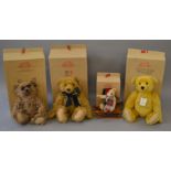 Four Steiff teddy bears: British Collector's 2001, brass, ltd.ed.