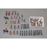 Quantity of Britains toy soldiers with some others, including Grenadier Guards in grey coats. P-G.