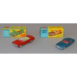 Two Corgi Toys: #241 Chrysler Ghia L64 with metallic blue body and red interior;