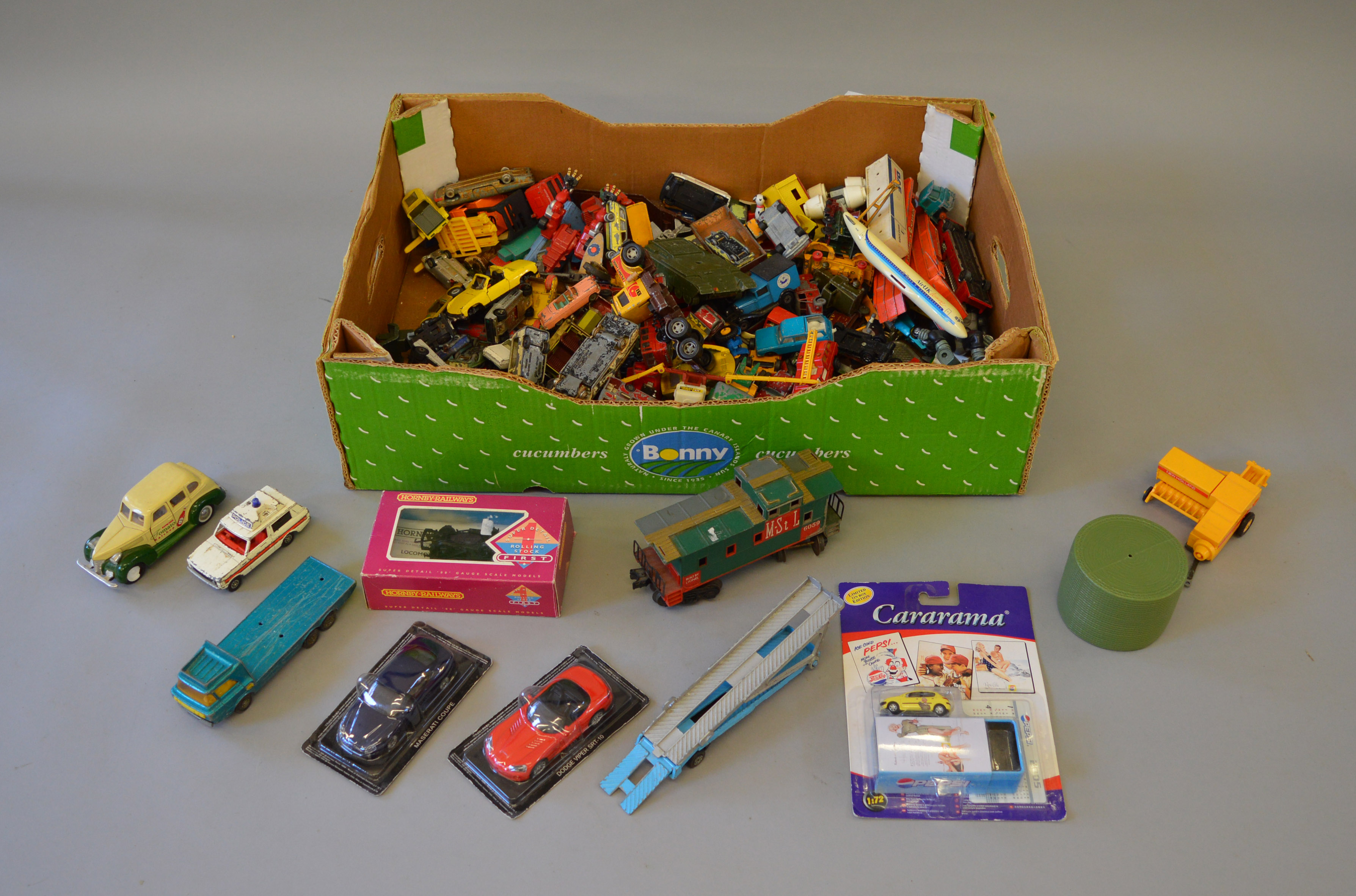 Good quantity of playworn diecast models by Corgi and Matchbox.