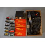 OO Gauge. Mixed lot includes track, points, diecast vehicles etc.