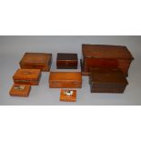 8 assorted wooden boxes including oak and mahogany examples