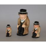 Royal Doulton Winston Churchill graduating toby jug set