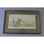 GILBERT HOLIDAY. Colour print: Hunting scene. Limited Edition 87/850, framed and glazed.