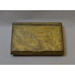 Victorian brass snuff box, enscribed with name and date to cover.