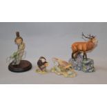 Collection of Border Fine Arts figures: "Wren on Post" (s/d), "Hen Pheasant & Chicks",