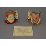 Royal Doulton Armada Queen Elizabeth I of England and King Philip of Spain character jugs: D6821;