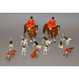 Beswick Hunting Group: Two 1501 models together with Eight hunting dog figures and three foxes (13)