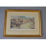 GILBERT HOLIDAY. Colour print: Stable scene. Limited Edition 258/850. Framed and glazed.