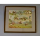 JOHN KING. Colour print: "The Pony Club 1929-1979". Framed and glazed. 70cm x 59cm.