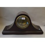 A Mahogany cased, Westminster chime mantle clock with beveled glass,