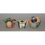 Scarce Royal Doulton Old Salt teapot together with an Art Deco style teapot and Beswick Sairey Gamp