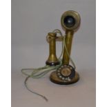 Reproduction brass candlestick telephone, Centenery Of The Telephone 1876-1976.