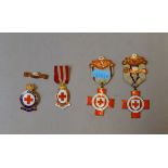 British Red Cross medals and badges, 1930s., 3 named M. Telfer to rear.