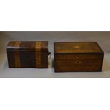 2 19th century inlaid and veneered boxes