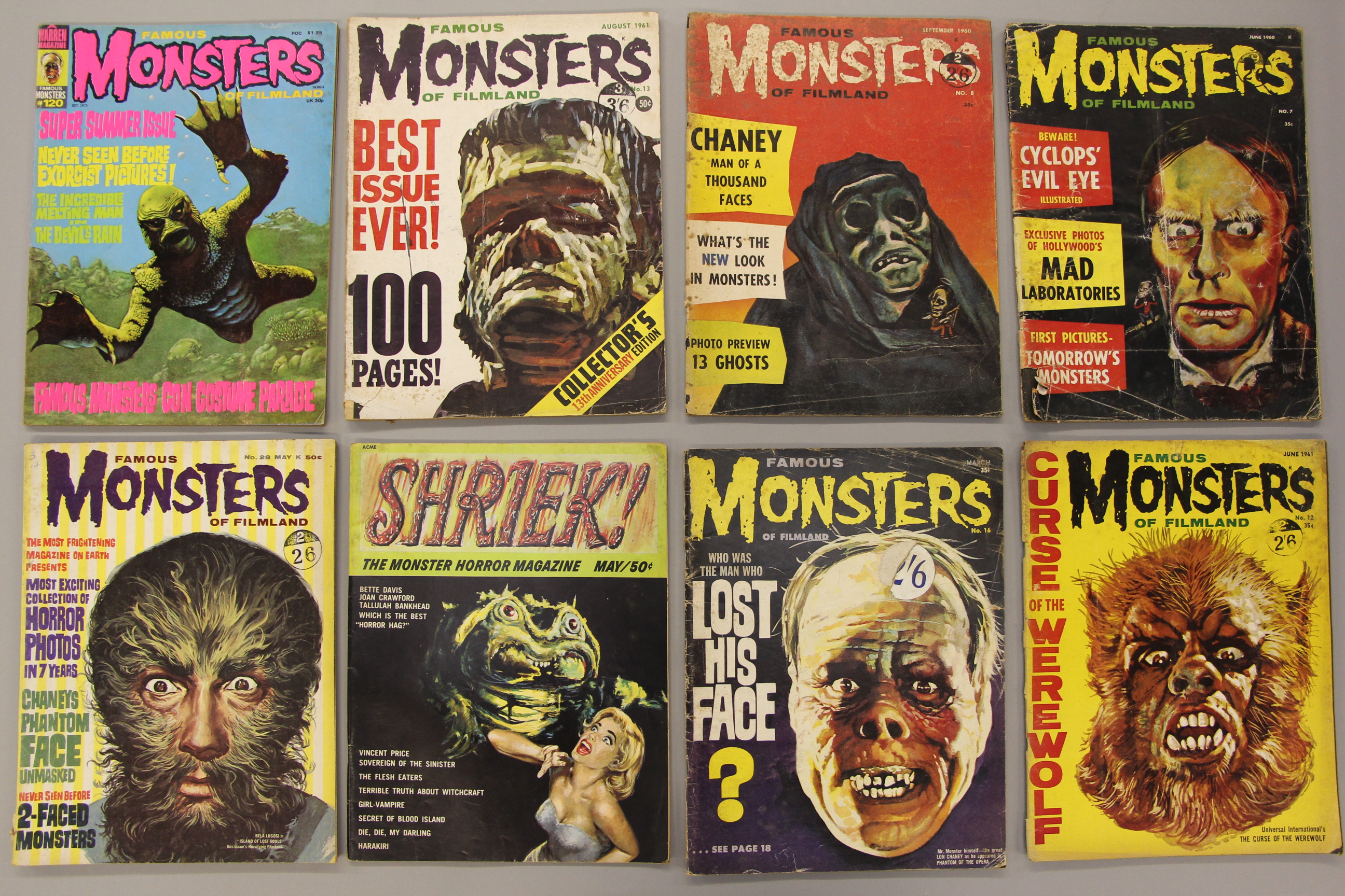 Famous Monsters of Filmland magazines Over 60 horror film magazines including articles on