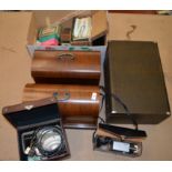 3 vintage sewing machines, a cine-camera and a quantity of sewing accessories.