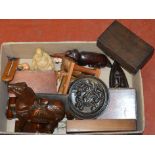 1 box of wooden collectables
